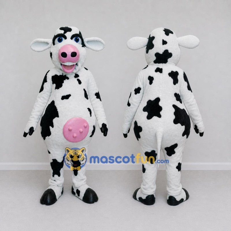 Custom Black and White Cow Mascot Costume Adult Full Body Suit for Farm Events Custom Black and White Cow Mascot Costume Adult Full Body Suit for Farm Events