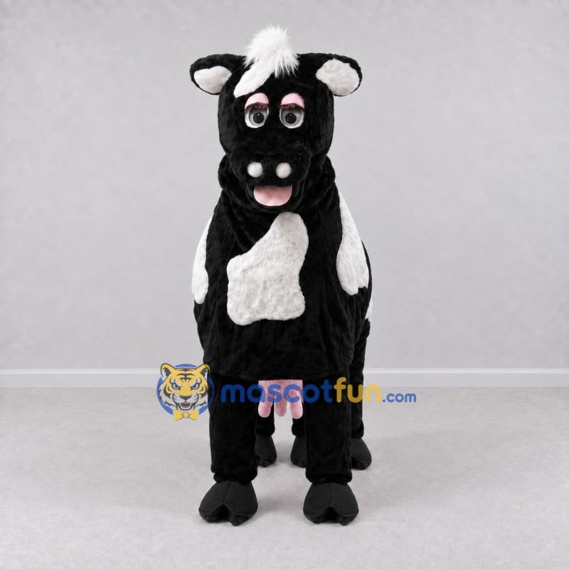 Custom Black and White Four-Legged Cow Mascot Costume Adult Full Body Suit for Farm Events Custom Black and White Four-Legged Cow Mascot Costume Adult Full Body Suit for Farm Events