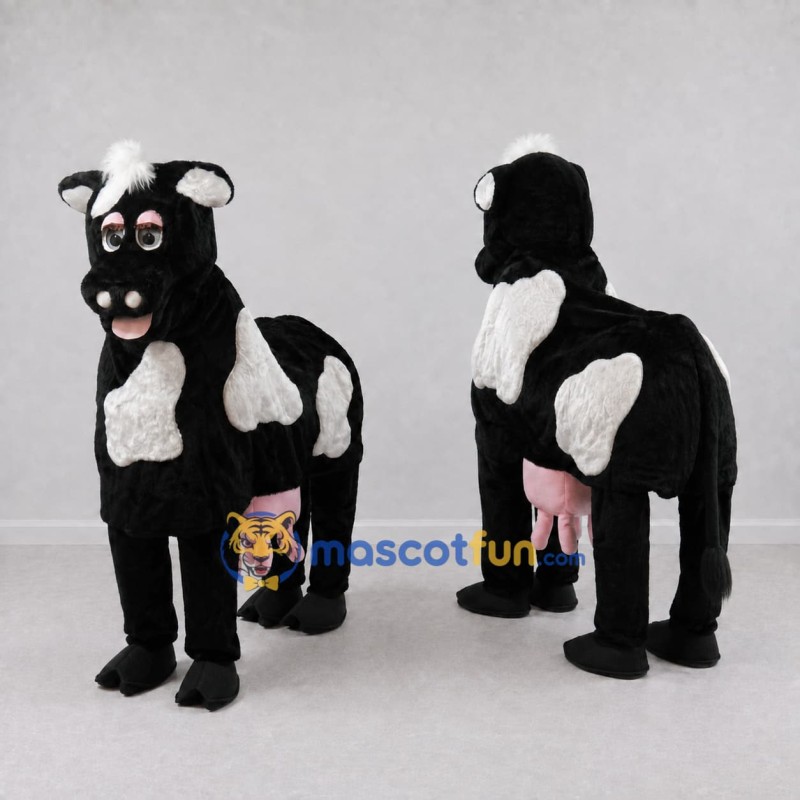 Custom Black and White Four-Legged Cow Mascot Costume Adult Full Body Suit for Farm Events Custom Black and White Four-Legged Cow Mascot Costume Adult Full Body Suit for Farm Events