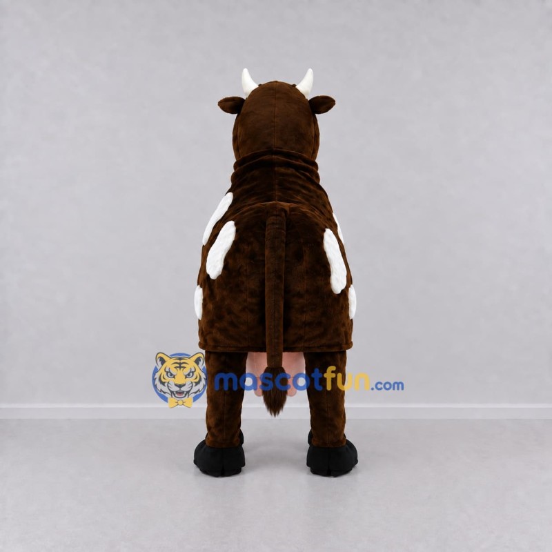 Custom Brown and White Four-Legged Cow Mascot Costume Adult Full Body Suit for Farm Events Custom Brown and White Four-Legged Cow Mascot Costume Adult Full Body Suit for Farm Events