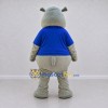 Custom Gray and Blue Hippopotamus in a T-Shirt Mascot Costume Adult Full Body Suit for School Events Custom Gray and Blue Hippopotamus in a T-Shirt Mascot Costume Adult Full Body Suit for School Events