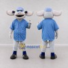 Custom White and Blue Moose in a Baseball Uniform Mascot Costume Adult Full Body Suit for Sports Events