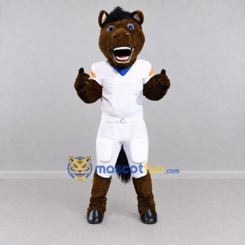 Custom Brown and White Horse in Sportswear Mascot Costume Adult Full Body Suit for Sports Events Custom Brown and White Horse in Sportswear Mascot Costume Adult Full Body Suit for Sports Events