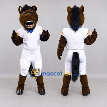 Custom Brown and White Horse in Sportswear Mascot Costume Adult Full Body Suit for Sports Events