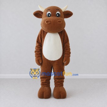 Custom Brown and Cream Bull Mascot Costume Adult Full Body Suit for Farm Events Custom Brown and Cream Bull Mascot Costume Adult Full Body Suit for Farm Events