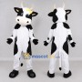 Custom Black and White Cow with a Yellow Bow Mascot Costume Adult Full Body Suit for Farm Events