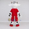 Custom Black and Red Cow in Sportswear Mascot Costume Adult Full Body Suit for Sports Events Custom Black and Red Cow in Sportswear Mascot Costume Adult Full Body Suit for Sports Events