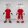 Custom Black and Red Cow in Sportswear Mascot Costume Adult Full Body Suit for Sports Events