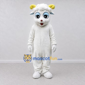 Custom White and Yellow Sheep Character Mascot Costume Adult Full Body Suit for Farm Events Custom White and Yellow Sheep Character Mascot Costume Adult Full Body Suit for Farm Events