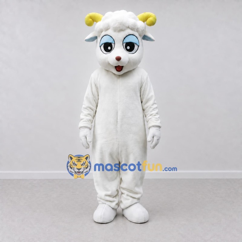 Custom White and Yellow Sheep Character Mascot Costume Adult Full Body Suit for Farm Events