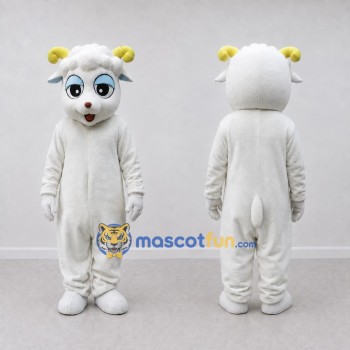 Custom White and Yellow Sheep Character Mascot Costume Adult Full Body Suit for Farm Events