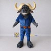 Custom Black and Blue Buffalo in a Denim Outfit Mascot Costume Adult Full Body Suit for Outdoor Events Custom Black and Blue Buffalo in a Denim Outfit Mascot Costume Adult Full Body Suit for Outdoor Events