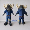Custom Black and Blue Buffalo in a Denim Outfit Mascot Costume Adult Full Body Suit for Outdoor Events Custom Black and Blue Buffalo in a Denim Outfit Mascot Costume Adult Full Body Suit for Outdoor Events