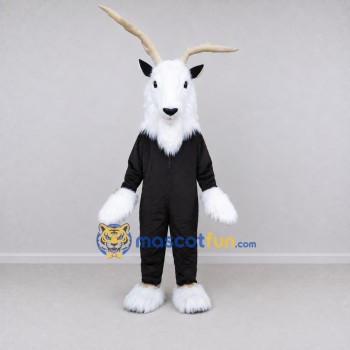 Custom Black and White Goat with Long Horns Mascot Costume Adult Full Body Suit for Farm Events Custom Black and White Goat with Long Horns Mascot Costume Adult Full Body Suit for Farm Events
