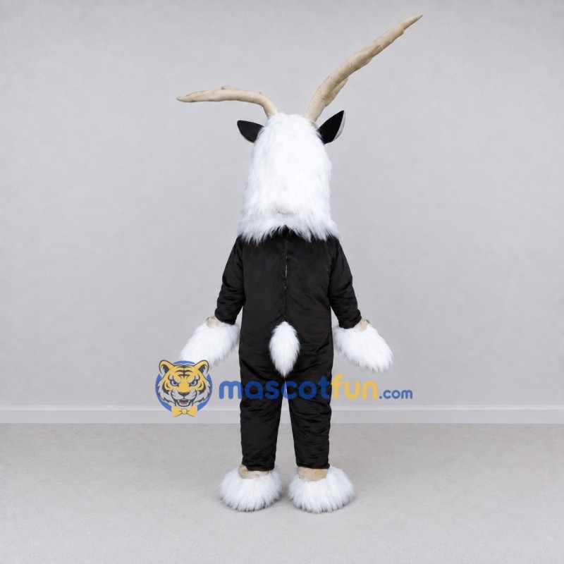Custom Black and White Goat with Long Horns Mascot Costume Adult Full Body Suit for Farm Events Custom Black and White Goat with Long Horns Mascot Costume Adult Full Body Suit for Farm Events