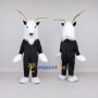 Custom Black and White Goat with Long Horns Mascot Costume Adult Full Body Suit for Farm Events