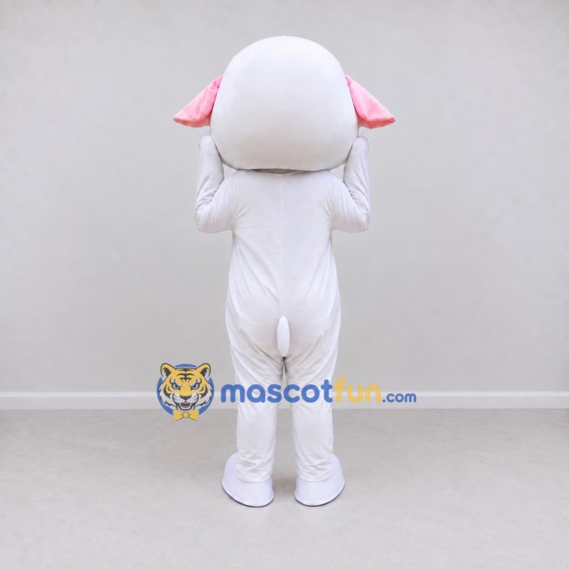 Custom White and Pink Lamb Character Mascot Costume Adult Full Body Suit for School Events Custom White and Pink Lamb Character Mascot Costume Adult Full Body Suit for School Events