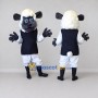 Custom Black and White Sheep in a Vest Mascot Costume Adult Full Body Suit for School Events