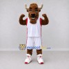 Custom Brown and White Bison in Basketball Sportswear Mascot Costume Adult Full Body Suit for Sports Events Custom Brown and White Bison in Basketball Sportswear Mascot Costume Adult Full Body Suit for Sports Events