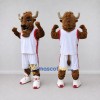 Custom Brown and White Bison in Basketball Sportswear Mascot Costume Adult Full Body Suit for Sports Events Custom Brown and White Bison in Basketball Sportswear Mascot Costume Adult Full Body Suit for Sports Events