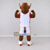 Custom Brown and White Bison in Basketball Sportswear Mascot Costume Adult Full Body Suit for Sports Events Custom Brown and White Bison in Basketball Sportswear Mascot Costume Adult Full Body Suit for Sports Events