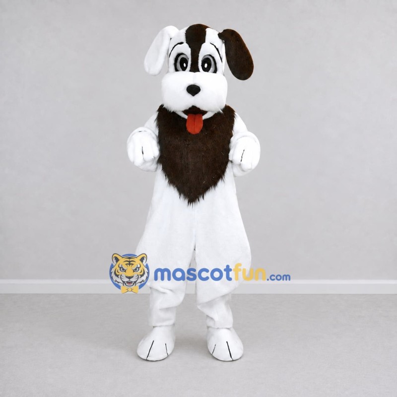 Custom Brown and White Dog Mascot Costume Adult Full Body Suit for Community Events Custom Brown and White Dog Mascot Costume Adult Full Body Suit for Community Events