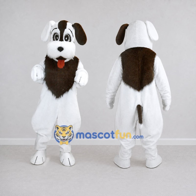 Custom Brown and White Dog Mascot Costume Adult Full Body Suit for Community Events Custom Brown and White Dog Mascot Costume Adult Full Body Suit for Community Events