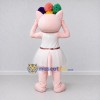 Custom Pink and White Cat in a Dress with a Colorful Headpiece Mascot Costume Adult Full Body Suit for Theme Parties Custom Pink and White Cat in a Dress with a Colorful Headpiece Mascot Costume Adult Full Body Suit for Theme Parties