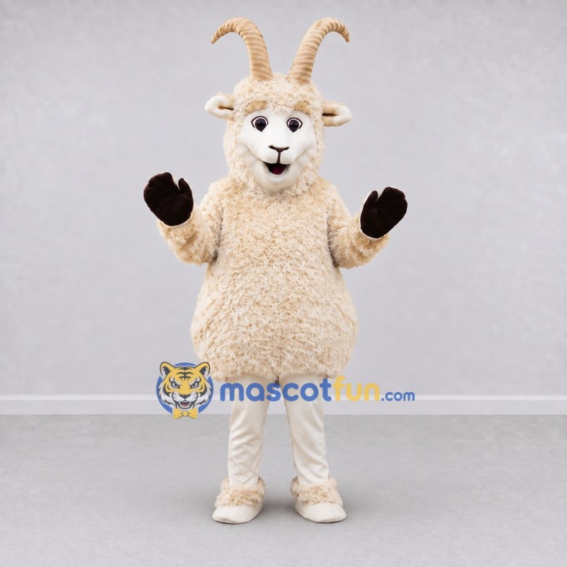 Custom Cream Goat Mascot Costume Adult Full Body Suit for Farm Events