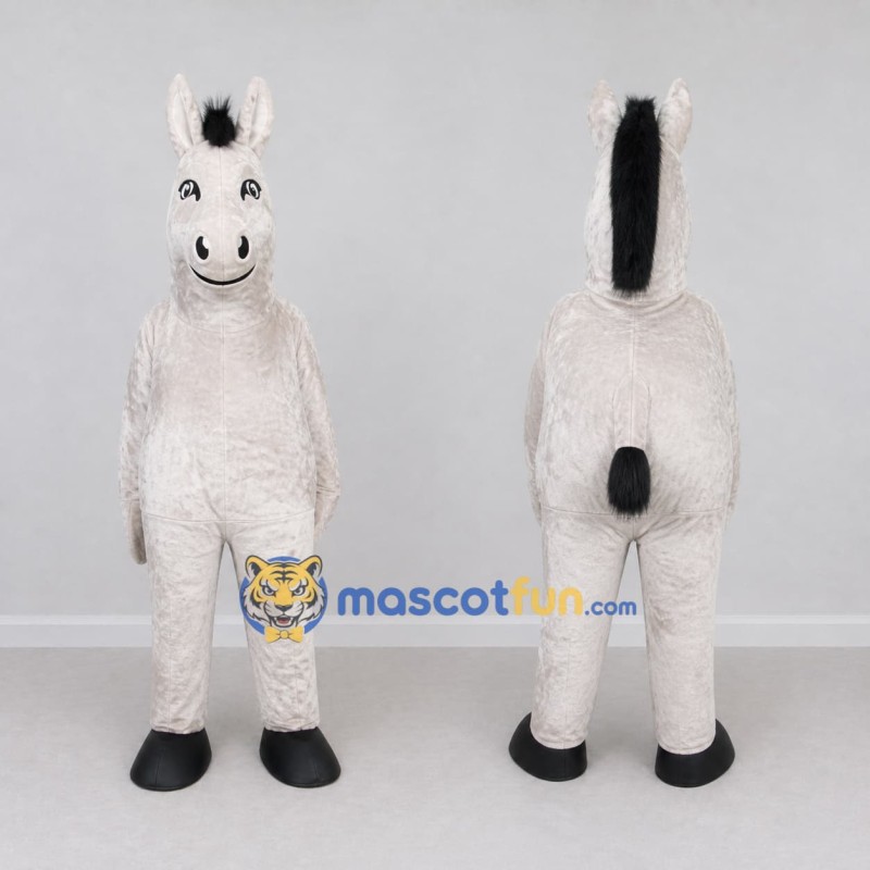Custom White and Black Horse Mascot Costume Adult Full Body Suit for Farm Events Custom White and Black Horse Mascot Costume Adult Full Body Suit for Farm Events