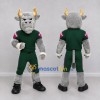 Custom Gray and Green Bull in Sportswear Mascot Costume Adult Full Body Suit for Sports Events Custom Gray and Green Bull in Sportswear Mascot Costume Adult Full Body Suit for Sports Events