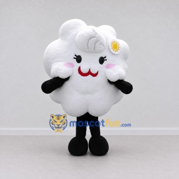 Custom White and Black Cloud with a Flower Mascot Costume Adult Full Body Suit for School Events Custom White and Black Cloud with a Flower Mascot Costume Adult Full Body Suit for School Events