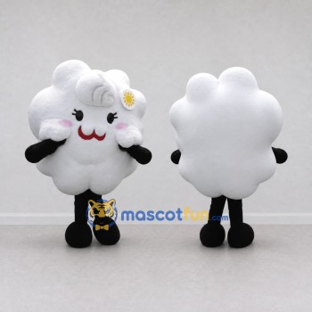 Custom White and Black Cloud with a Flower Mascot Costume Adult Full Body Suit for School Events
