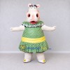 Custom White and Green Hippopotamus in a Polka Dot Dress Mascot Costume Adult Full Body Suit for School Events Custom White and Green Hippopotamus in a Polka Dot Dress Mascot Costume Adult Full Body Suit for School Events