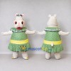 Custom White and Green Hippopotamus in a Polka Dot Dress Mascot Costume Adult Full Body Suit for School Events
