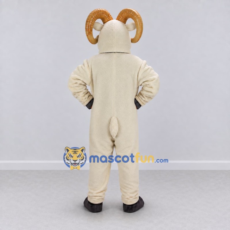 Custom Cream and Brown Ram Mascot Costume Adult Full Body Suit for Farm Events Custom Cream and Brown Ram Mascot Costume Adult Full Body Suit for Farm Events