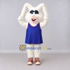 Custom White and Blue Rabbit in a Sports Vest Mascot Costume Adult Full Body Suit for Sports Events Custom White and Blue Rabbit in a Sports Vest Mascot Costume Adult Full Body Suit for Sports Events
