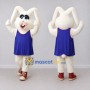 Custom White and Blue Rabbit in a Sports Vest Mascot Costume Adult Full Body Suit for Sports Events