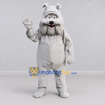 Custom Gray Bulldog Mascot Costume Adult Full Body Suit for Community Events