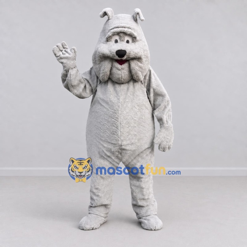 Custom Gray Bulldog Mascot Costume Adult Full Body Suit for Community Events Custom Gray Bulldog Mascot Costume Adult Full Body Suit for Community Events