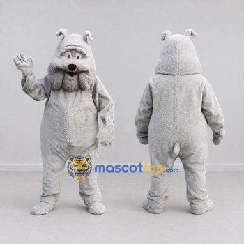 Custom Gray Bulldog Mascot Costume Adult Full Body Suit for Community Events