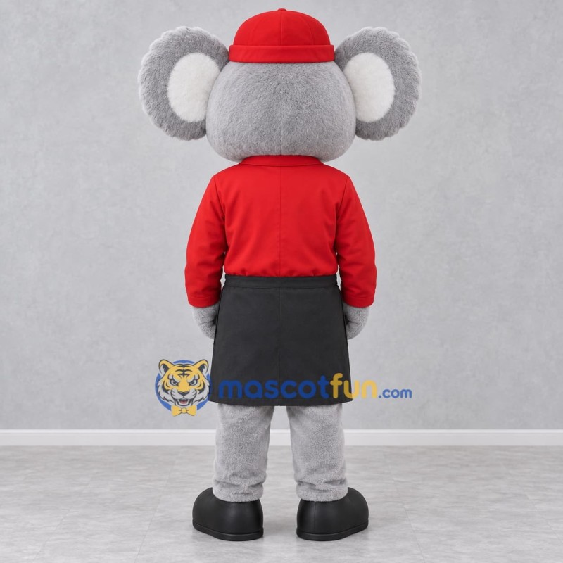 Custom Gray and Red Koala in a Shirt and Cap Mascot Costume Adult Full Body Suit for School Events Custom Gray and Red Koala in a Shirt and Cap Mascot Costume Adult Full Body Suit for School Events