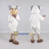 Custom White and Gray Sheep with a Scarf Mascot Costume Adult Full Body Suit for School Events Custom White and Gray Sheep with a Scarf Mascot Costume Adult Full Body Suit for School Events