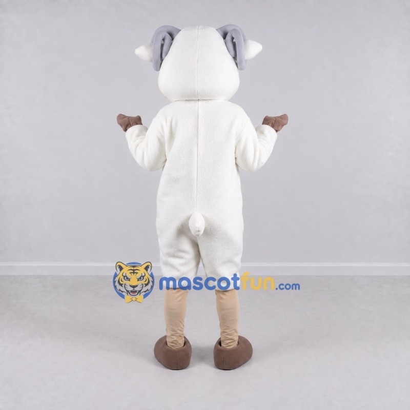 Custom White and Gray Sheep with a Scarf Mascot Costume Adult Full Body Suit for School Events Custom White and Gray Sheep with a Scarf Mascot Costume Adult Full Body Suit for School Events