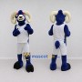 Custom Blue and White Ram in Sportswear Mascot Costume Adult Full Body Suit for Sports Events