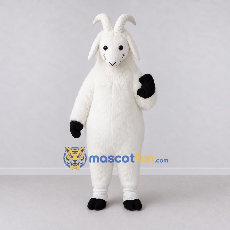 Custom White Goat Mascot Costume Adult Full Body Suit for Farm Events Custom White Goat Mascot Costume Adult Full Body Suit for Farm Events
