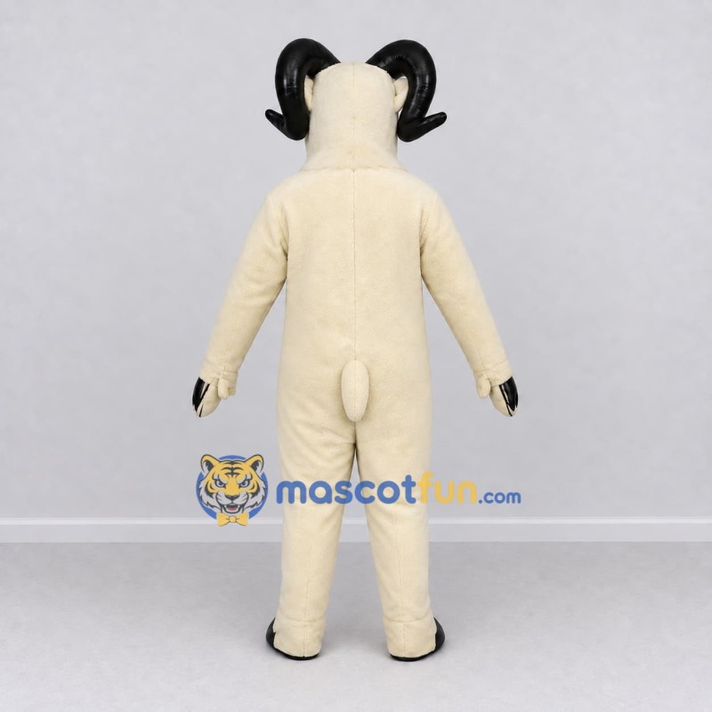 Custom Cream and Black Ram Mascot Costume Adult Full Body Suit for Farm Events Custom Cream and Black Ram Mascot Costume Adult Full Body Suit for Farm Events