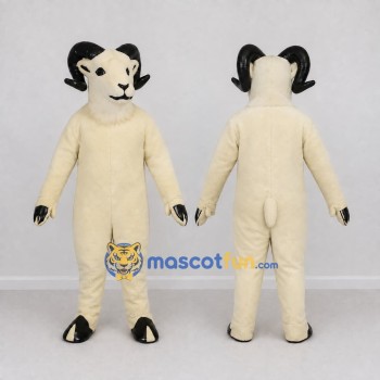 Custom Cream and Black Ram Mascot Costume Adult Full Body Suit for Farm Events