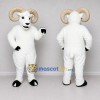 Custom White and Tan Ram Mascot Costume Adult Full Body Suit for Farm Events
