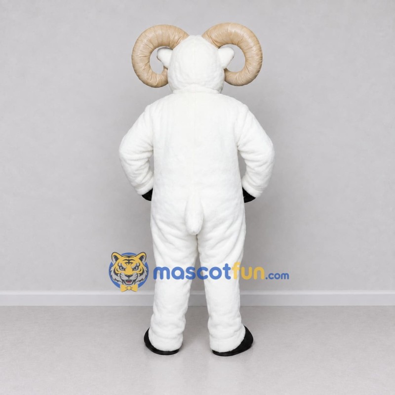 Custom White and Tan Ram Mascot Costume Adult Full Body Suit for Farm Events Custom White and Tan Ram Mascot Costume Adult Full Body Suit for Farm Events